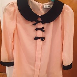 🖤✨ Womens Pink/Salmon Collard Blouse